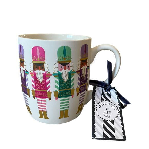 2pc Peppermint & Pine Christmas NUTCRACKER Soft Touch Mugs Pop of Color Holiday - Picture 13 of 13